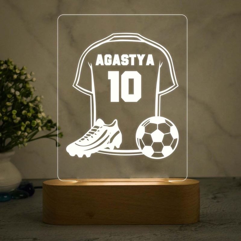 Personalized Name Football Jersey Night Lamp with Warm White Light Gifts for Footballer Men Women Lover Birthday Gift for Football Player